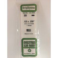 Evergreen White Polystyrene Strip 0.125 x 0.250 x 24" / 3.2mm x 6.4mm x 61cm (7)