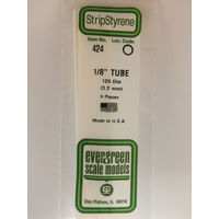 Evergreen 424 White Polystyrene Round Tube 0.125 x 24" / 3.2mm x 61cm (8) - EVE-00424