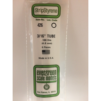 Evergreen White Polystyrene Round Tube 0.188 x 24" / 4.8mm x 61cm (6)