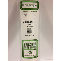 Evergreen White Polystyrene Z Channel .188 x .094 x 14" / 4.8mm x 2.4mm x 36cm (3)
