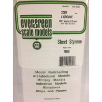 Evergreen White Polystyrene V-Groove Siding Sheet 0.080 x 6 x 12" / 2mm x 15cm x 30cm (1)