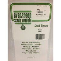 Evergreen White Polystyrene V-Groove Siding Sheet 0.060 x 6 x 12" / 1.5mm x 15cm x 30cm (1)