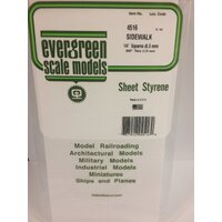 Evergreen White Polystyrene Sidewalk Sheet 0.250 x 6 x 12" / 6.4mm x 15cm x 30cm (1)