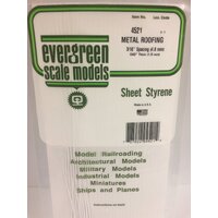 Evergreen White Polystyrene Seam Roof Sheet 0.188 x 6 x 12" / 4.8mm x 15cm x 30cm (1)
