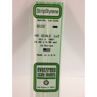 Evergreen White Polystyrene HO Scale Strip 0.011 x 0.023 x 14" (10)