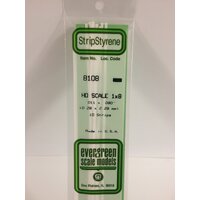 Evergreen White Polystyrene HO Scale Strip 0.011 x 0.092 x 14" (10)