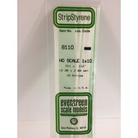 Evergreen White Polystyrene HO Scale Strip 0.011 x 0.115 x 14" (10)