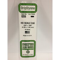Evergreen White Polystyrene HO Scale Strip 0.023 x 0.069 x 14" (10)
