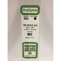 Evergreen White Polystyrene HO Scale Strip 0.046 x 0.046 x 14" (10)