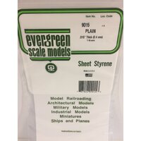 Evergreen White Polystyrene Sheet 0.015 x 6 x 12" / 0.38mm x 15cm x 30cm (3)