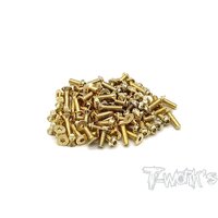 TWORKS Gold Plated Steel UFO Screw Set 117pcs. ( For Xray T4'21 ) - GSSU-T421