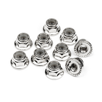 HPI Serrated Flange Lock Nut M4 (Silver/10Pcs) [103729]