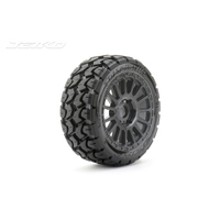 Jetko 1/8 Buggy EX-TOMAHAWK Tyres (Radial Rim/Black/Medium Soft/Belted) (2pcs) [1501RBMSGB]