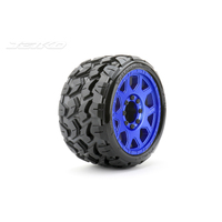 Jetko 1/8 SGT 3.8 EX-TOMAHAWK Tyres (Claw Rim/Metal Blue/Med Soft/Belted) (2pcs) [1601CLMSGBB1]