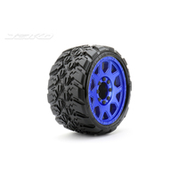 Jetko 1/8 SGT 3.8 EX-KING COBRA Tyres (Claw Rim/Metal Blue/Med Soft/Belted) (2pcs) [1602CLMSGBB1]