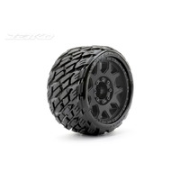 Jetko 1/8 SGT 3.8 EX-ROCKFORM Tyres (Claw Rim/Black/Medium Soft/Belted/17mm 0 o/s) [1603CBMSGBB1]