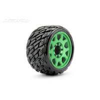 Jetko 1/8 SGT 3.8 EX-ROCKFORM Tyres (Claw Rim/Metal Green/Med Soft/Belted) (2pcs) [1603CGMSGBB1]