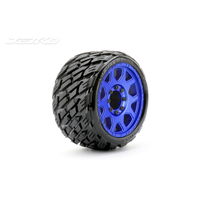Jetko 1/8 SGT 3.8 EX-ROCKFORM Tyres (Claw Rim/Metal Blue/Med Soft/Belted) (2pcs) [1603CLMSGBB1]