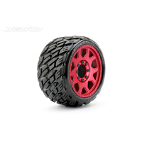Jetko 1/8 SGT 3.8 EX-ROCKFORM Tyres (Claw Rim/Metal Red/Med Soft/Belted/17mm) (2pcs) [1603CRMSGBB1]