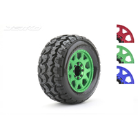 Jetko 1/8 MT 3.8 EX-TOMAHAWK Tyres (Claw Rim/Metal Green/Med Soft/Belted) (2pcs) [1801CGMSGBB1]