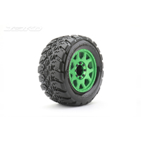 Jetko 1/8 MT 3.8 EX-KING COBRA Tyres (Claw Rim/Metal Green/Med Soft/Belted) (2pcs) [1802CGMSGBB1]