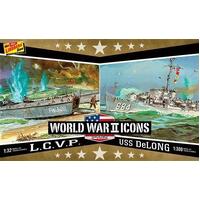 Lindberg 1/32/1/300 American Icons of WWII L.C.V.P. & USS DeLong Plastic Model Kit