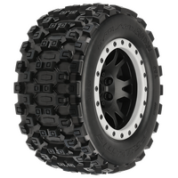 Proline Badlands MX43 Pro-Loc Tyres Mounted on Impulse Black / Grey Wheels, X-Maxx, PR10131-13