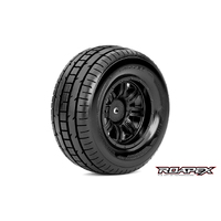 TRIGGER 1/10 SC TIRE BLACK WHEEL WITH 12MM HEX MOUNTED - R1001-B