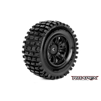 TRACKER 1/10 SC TIRE BLACK WHEEL WITH 12MM HEX MOUNTED - R1002-B