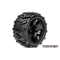 MORPH 1/10 STADIUM TRUCK TIRE BLACK WHEEL WITH 1/2 OFFSET 12MM HEX MOUNTED