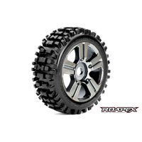 Roapex R/C R5001-CB Trigger 1/8 Buggy Tire Chrome Black Wheel with 17mm Hex Moun 