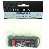 RADIENT SUPERPAX NIMH BATTERY 2/3A 6V 5-CELL 1600MAH SBS-FLAT RECEIVER PACK
