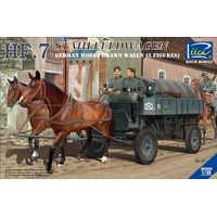 Riich Models RV35043 1/35 German Hf.7 Horse drawn Steel field wagen w/2 Horses & 2 Figures - RI-RV35043