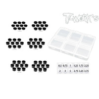 TWORKS Aluminum 3mm Bore Washer Set B ( Black ) 1.25.1.75,2.25,2.75,3.25,3.75mm Each 10pcs - TA-139-BK