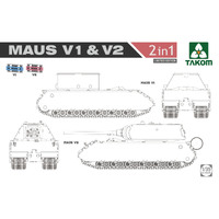 Takom 2050X 1/35 WWII Maus V1 & V2 2 in 1 (Limited Edition) Plastic Model Kit - TK2050X