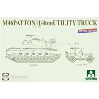 Takom 1/35 US Medium Tank M46 Patto + 1/4 ton Utility Truck Plastic Model Kit [2117X]