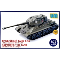 Unimodels 1/72 Captured T34 tank with 8,8cm kWk 36l/36 gun Plastic Model Kit