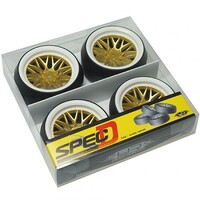 Yeah Racing Spec D LS Wheel Offset +6 White Gold w/Tire 4pcs For 1/10 Drift - WL-0088