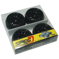 Yeah Racing Spec D LS Wheel Offset +3 Black w/Tire 4pcs For 1/10 Drift - WL-0091