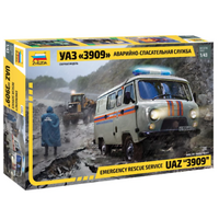 Zvezda 1/43 UAZ 3909 Emergency Service Car Plastic Model Kit