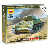 Zvezda 6101 1/100 Soviet Tank T-34 Plastic Model Kit - ZV6101