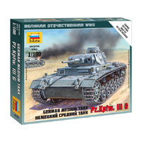 Zvezda 1/100 German Tank Panzer III Plastic Model Kit